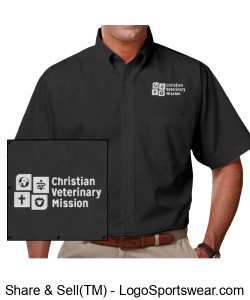 CVM Men's Short-Sleeve Button Down - Black Design Zoom